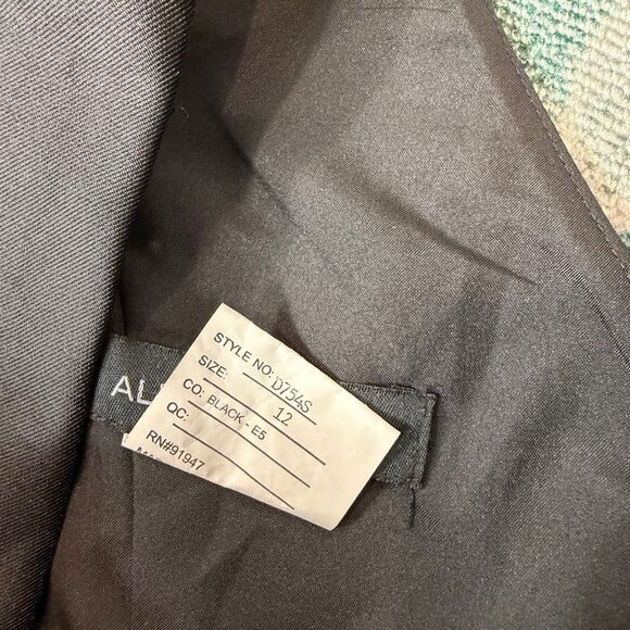 Alfred Sung Black Gown V-Neck Satin Twill A-Line Formal Maxi Dress Sleeveless 12 - Picture 9 of 13